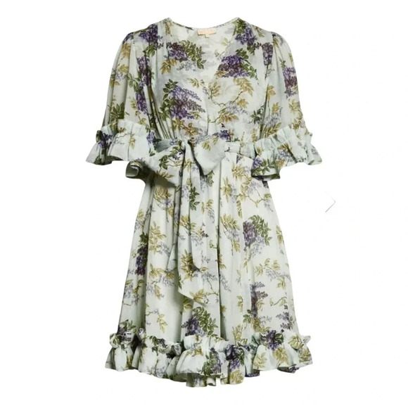 NEW ByTimo Wallpaper Floral Chiffon Mini Dress Size XXS Blue - Picture 2 of 14